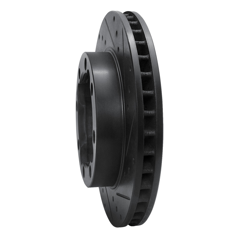 Chevrolet Suburban Brake Rotor (1) - Front Right - R1 Concepts - Drilled & Slotted - Black - `88-`00